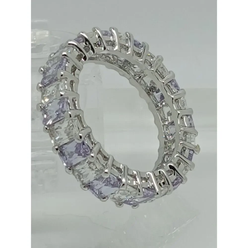 3.70CT White Gold EP Eternity Anniversary‎ Wedding Band Ring Size 9